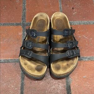 Black Birkenstock Florida three strap sandal